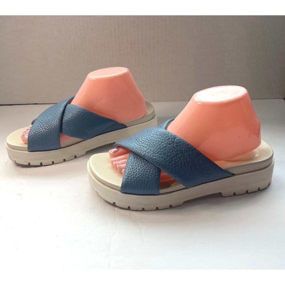 Vionic Blue Cross-Strap Platform Sandals